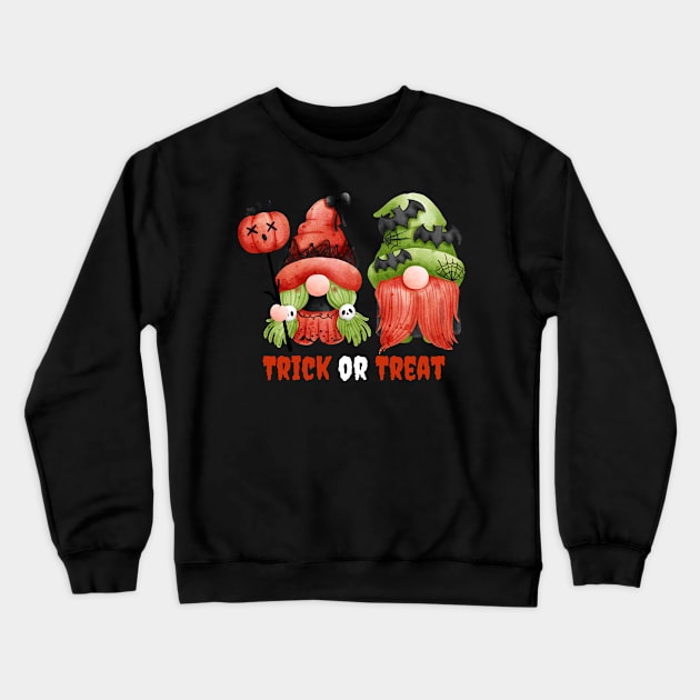 Trick or Treat Halloween! Cute Gnomes Halloween Pumpkin Spooky Season Autumn Vibes Halloween Thanksgiving and Fall Color Lovers Crewneck Sweatshirt by BellaPixel